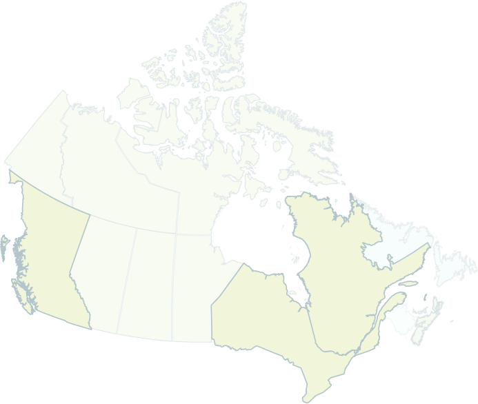map of Canada showing EHN locations