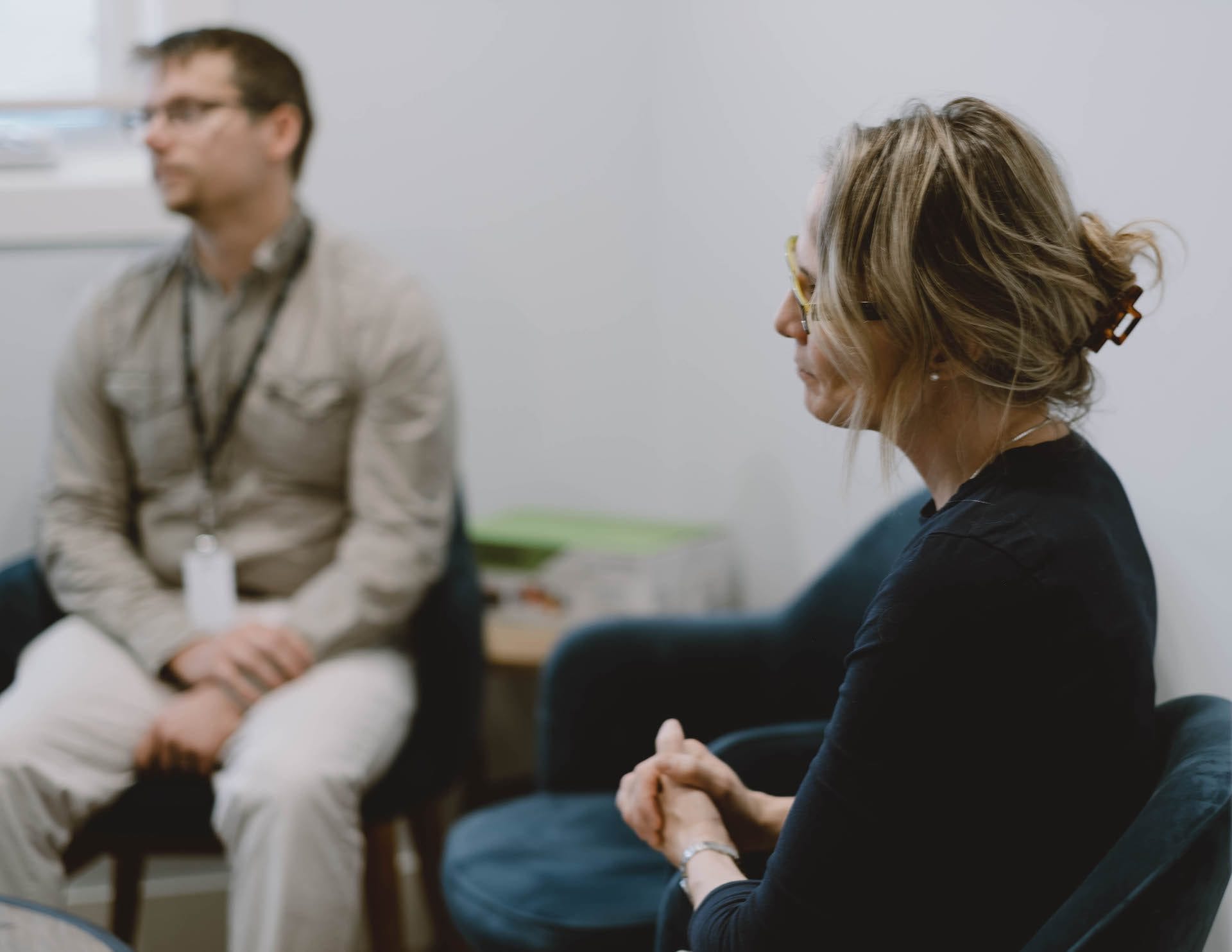 Woman in chair sitting in a group circle