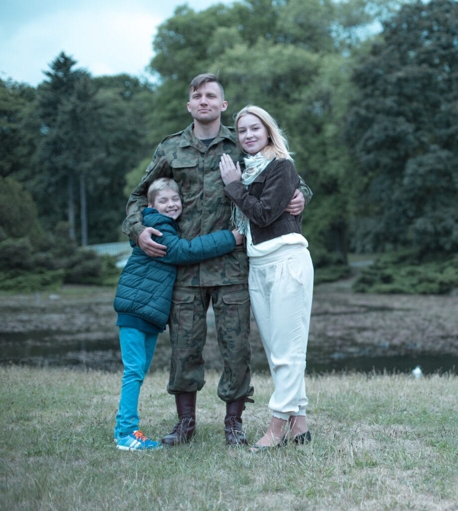 Soldier spending time with his wife and son
