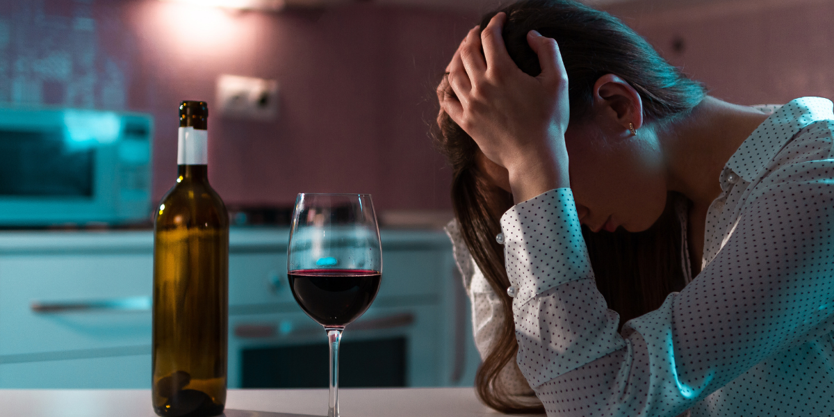 Woman sad depressed alcohol