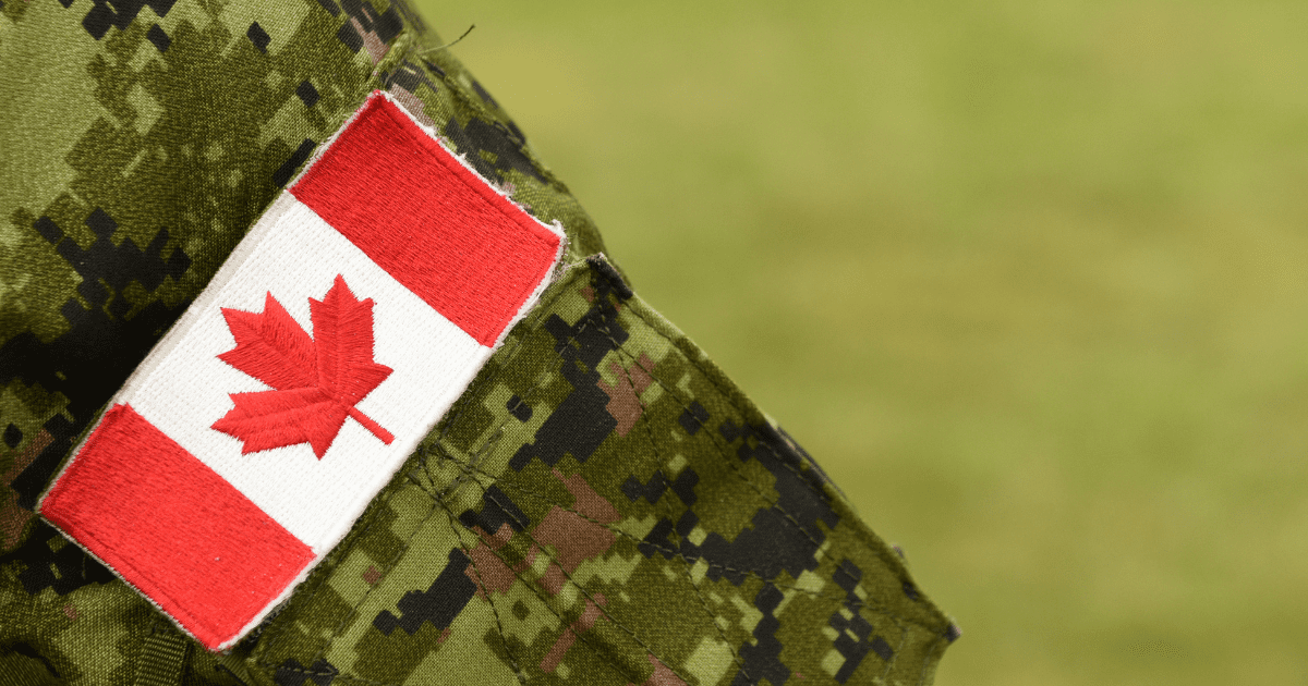 Canadian flag patch on a military uniform