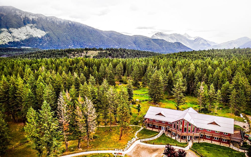 A majestic view of the British Columbia mountain, forest and treatment centre